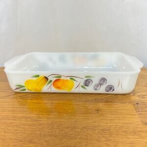 Gay Fad Casserole Dish Fire King 410 1 1/2 Qt Anchor Hocking Vintage Glass EUC